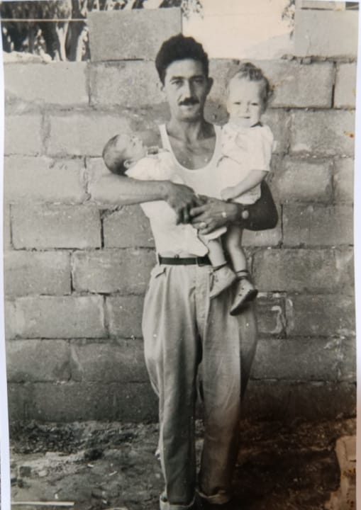 Father with children — before restoration